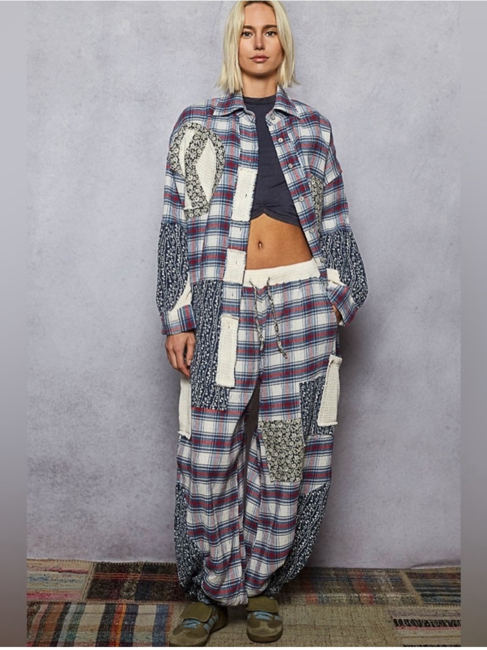 POL Plaid Patchwork Set